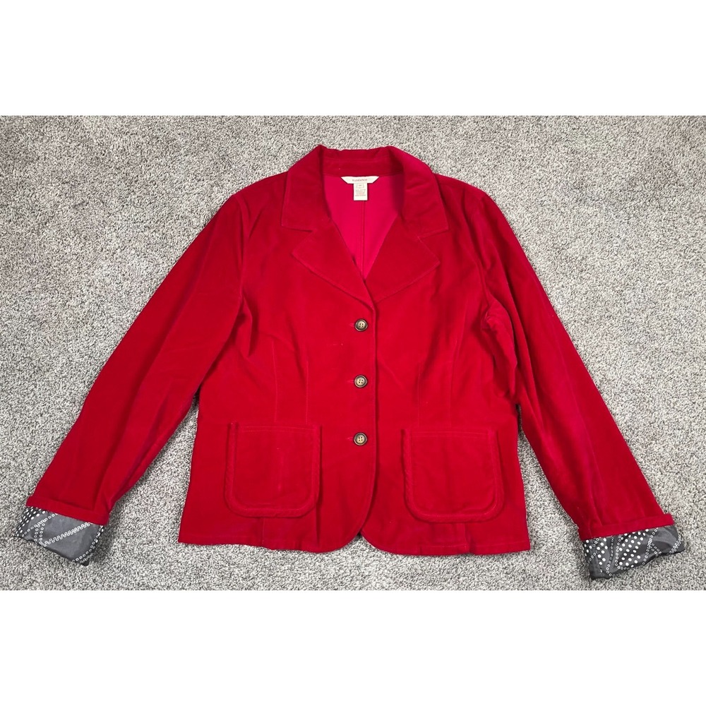 Sundance Blazer Womens 14 Red Velveteen Soft 3 Button Event Business Bright Top
